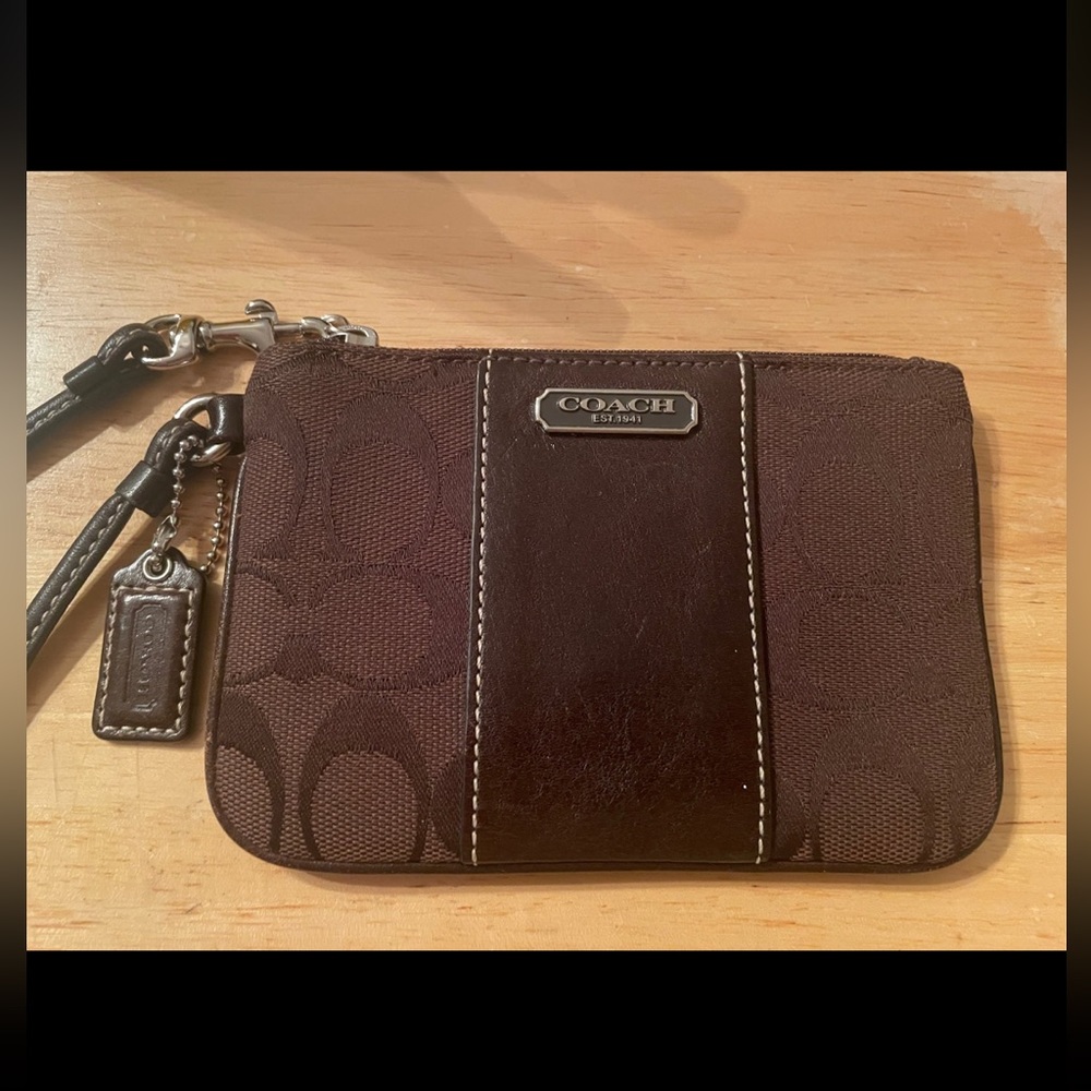 Coach Brown Wristlet Clutch